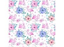 Baumwolle - Flamingos und Blumen